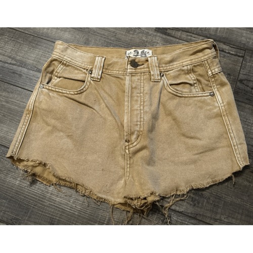 We the Free Womens Brown Booty Shorts Size 26 Raw Hem Cotton 1" Inseam